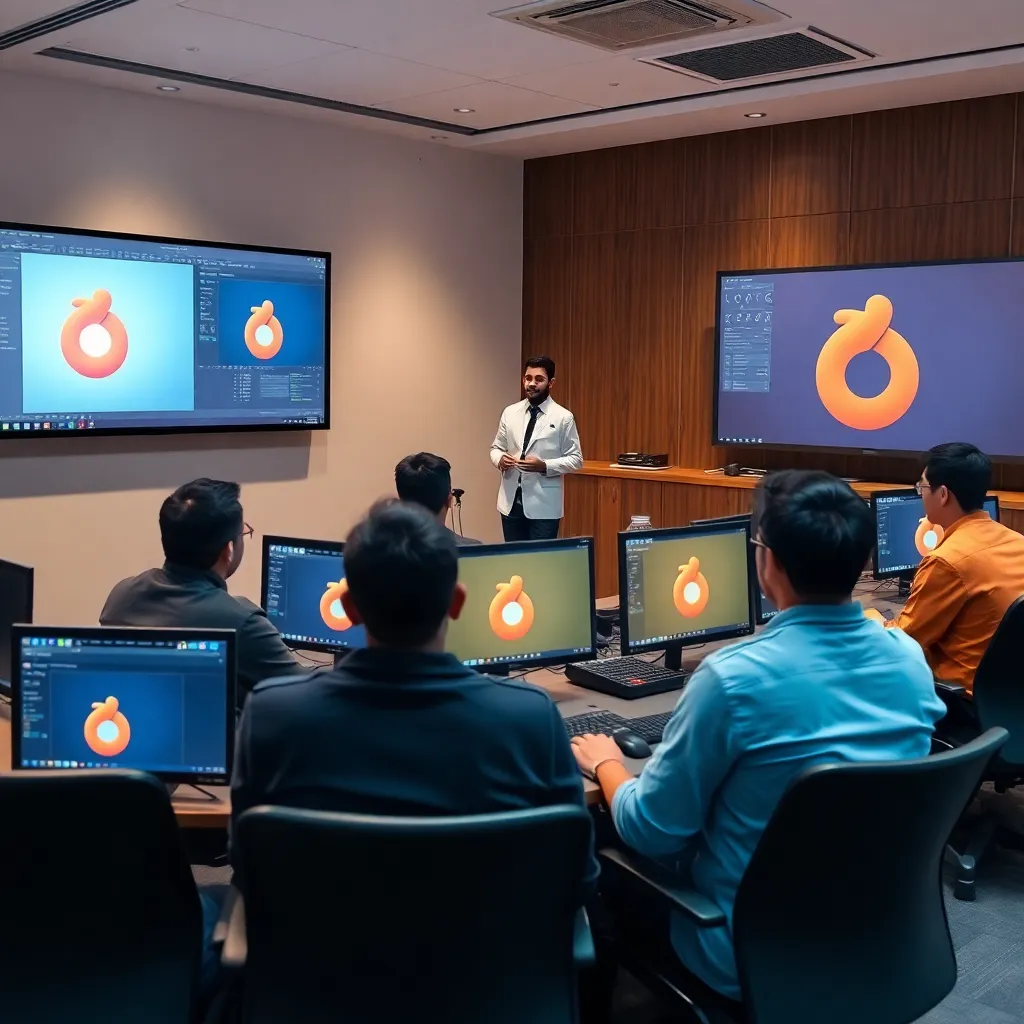 Student receiving portfolio feedback from instructor in Giza