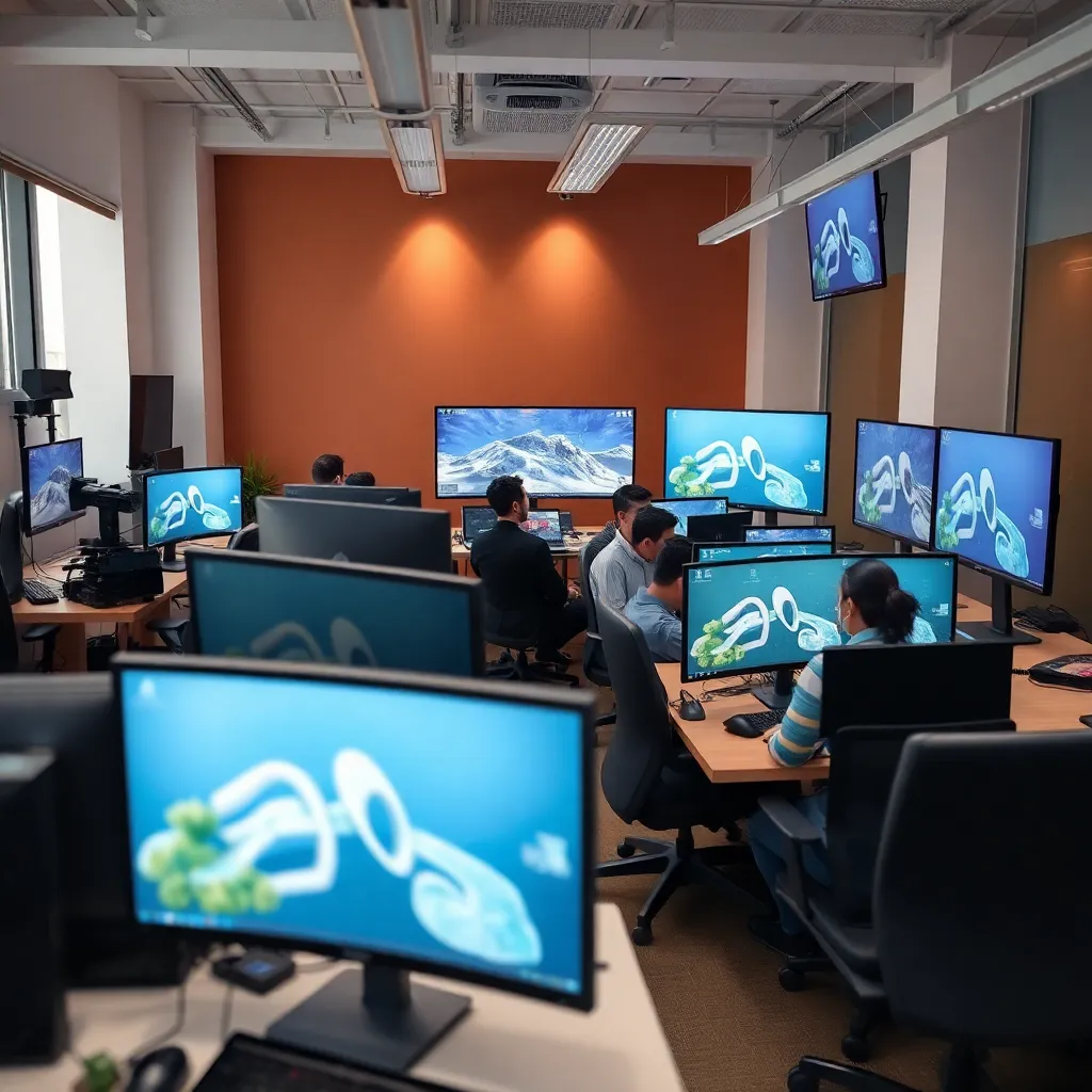 Modern 3D animation studio in Cairo with professionals working on projects