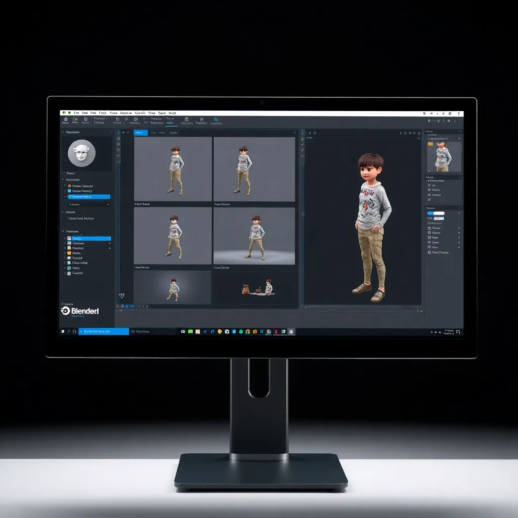 Egyptian student working on 3D animation in a professional studio