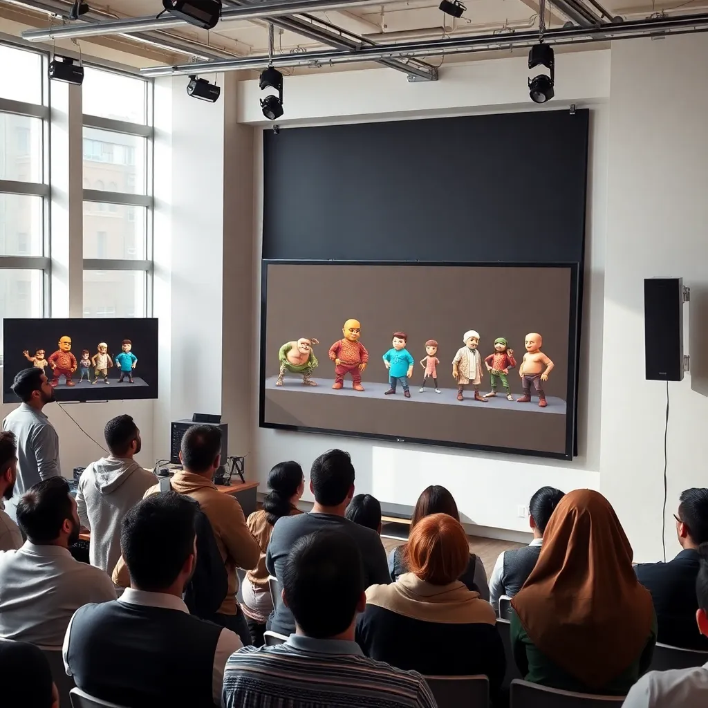 Students presenting their final Maya projects in Cairo studio