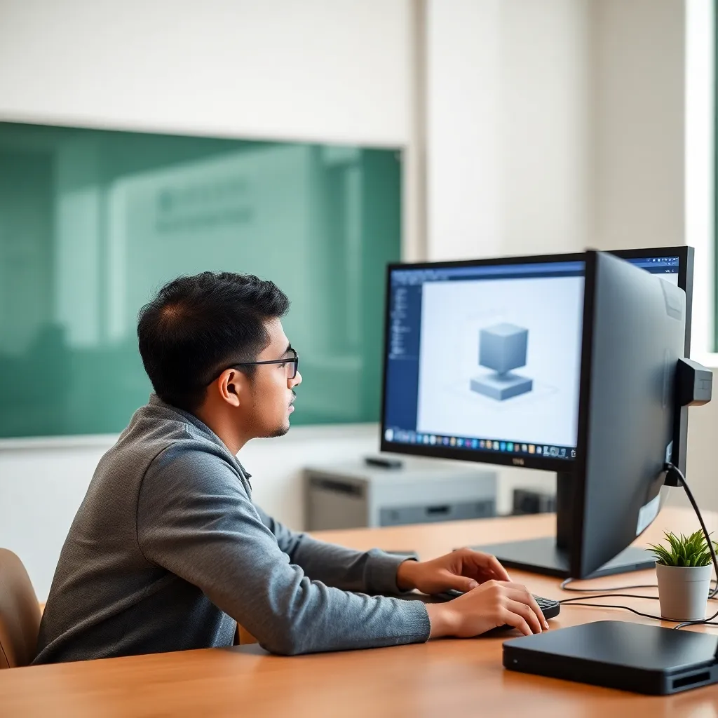 Maya software interface being taught to students in Cairo classroom