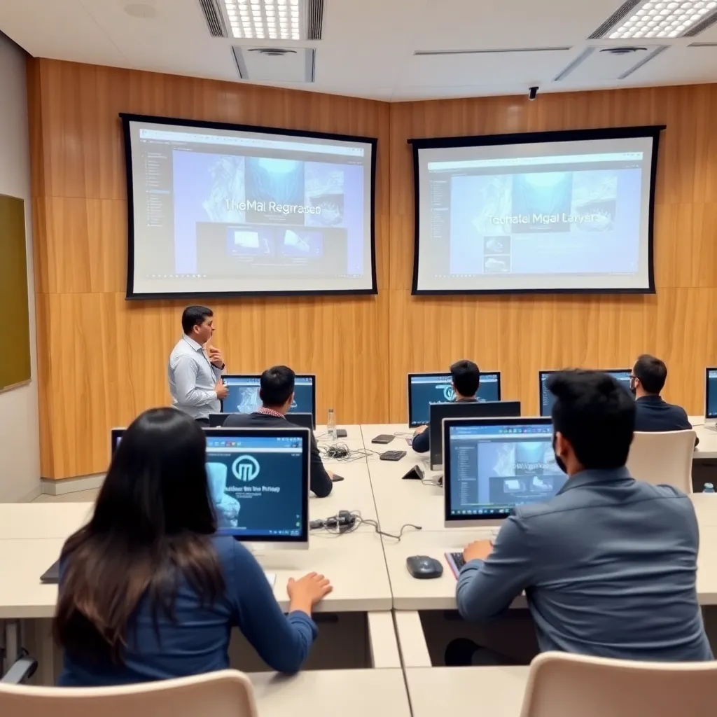 Professional rendering workspace with V-Ray software displayed on multiple monitors