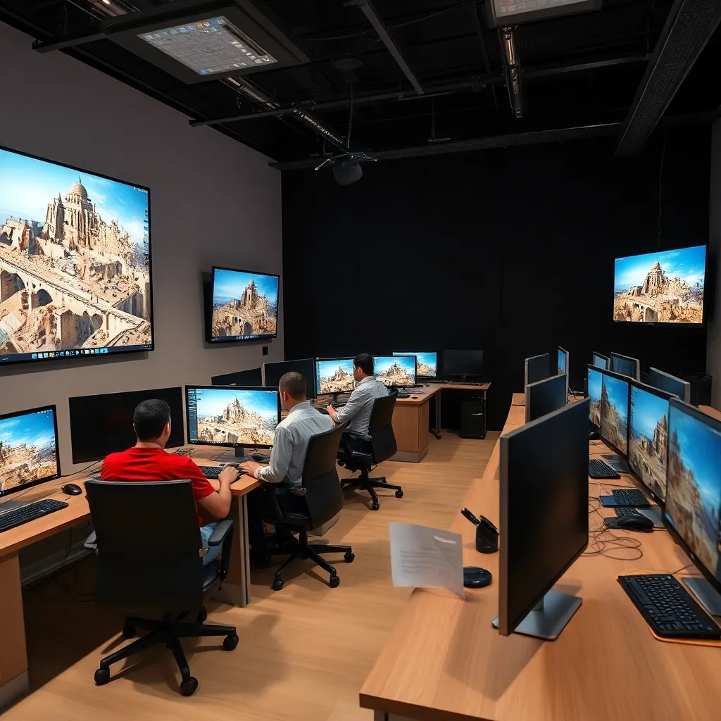 Professional animation studio in Alexandria with students working on character animation